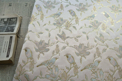 Floral Gold Jacquard Satin Fabric: Brocade Textile, Dressmaking & Upholstery (64" Wide, By The Meter)