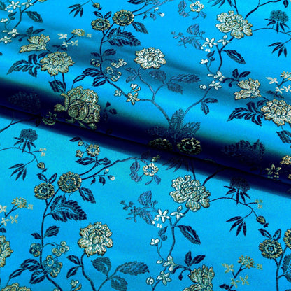 Floral Brocade Fabric: Chinese Ridge Flower Rayon Nylon Blend, 45" Wide