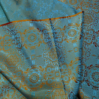 Chinese Brocade Fabric: Turquoise Jacquard Rayon, 59" Wide