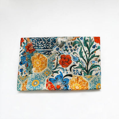 Persian Floral Cotton Fabric: Enamel Style Print, Quilting & Dressmaking, 55" Wide