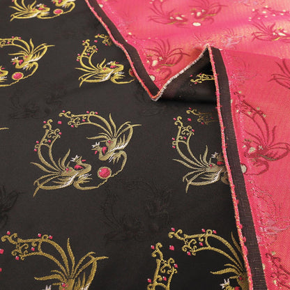 Phoenix Brocade Fabric: Japanese Nishijin Weaving with Gold Thread (59"W)