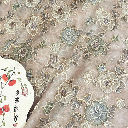 Embroidered Floral Fabric ��� Vintage Hanfu Qipao Sty" Wide