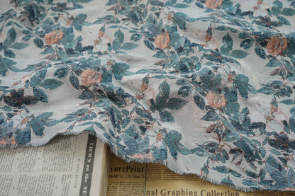 Tissu jacquard lurex à motif floral : revêtement tissé en relief 3D, 165 cm de large