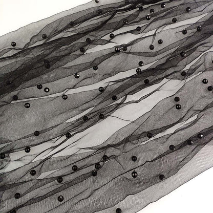 Beaded Pearl Mesh Lace Fabric, Bridal Wedding Veil, 59" Wide