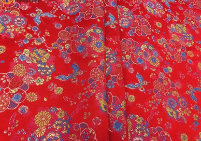 Tissu brocart papillon : Jacquard damas de soie rose (59 pouces de large)