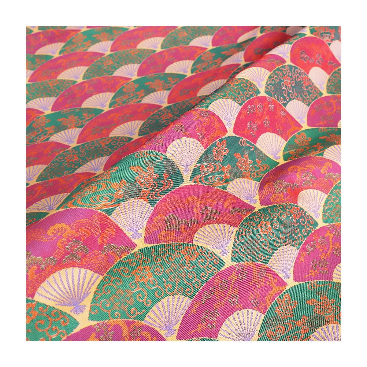 White Silk Brocade Fabric: 58" Emperor Tibetan Style, Costume, Decor