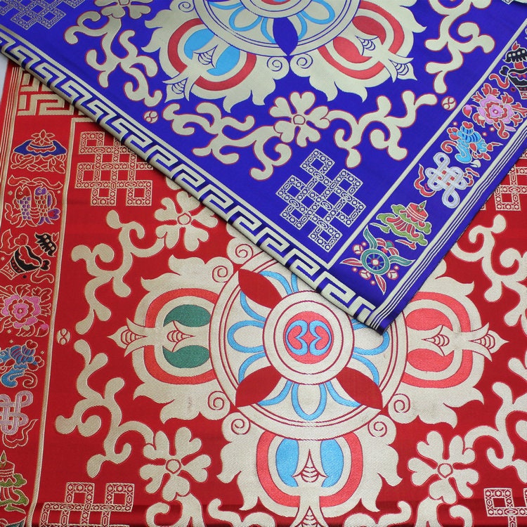 Tissu pour vajra tibétain : mélange de soie et de rayonne, matériau pour coussin de méditation