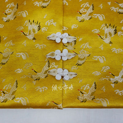 Crane Jacquard Satin Fabric: Gold Bird Brocade, 45"W Home Decor