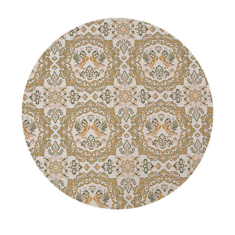 Silk Brocade Fabric: 59"W Beige Mandarin Duck Pattern