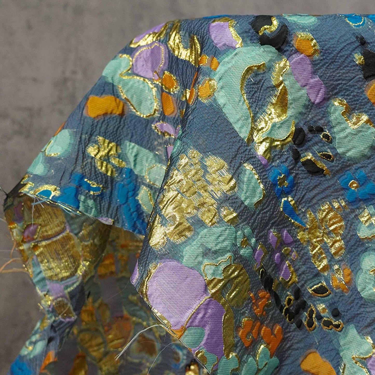 Gold Thread Jacquard Upholstery Fabric: Victorian Edwardian Style, 55"W