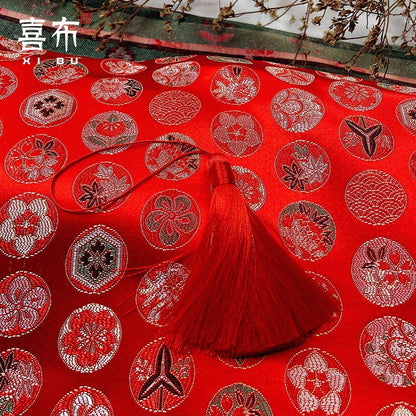 Dragon Brocade Fabric: Red Silk Rayon Blend, 29" Wide