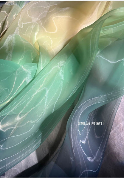 Gradient Organza Fabric: Emerald Green Wedding Mesh, 56"W