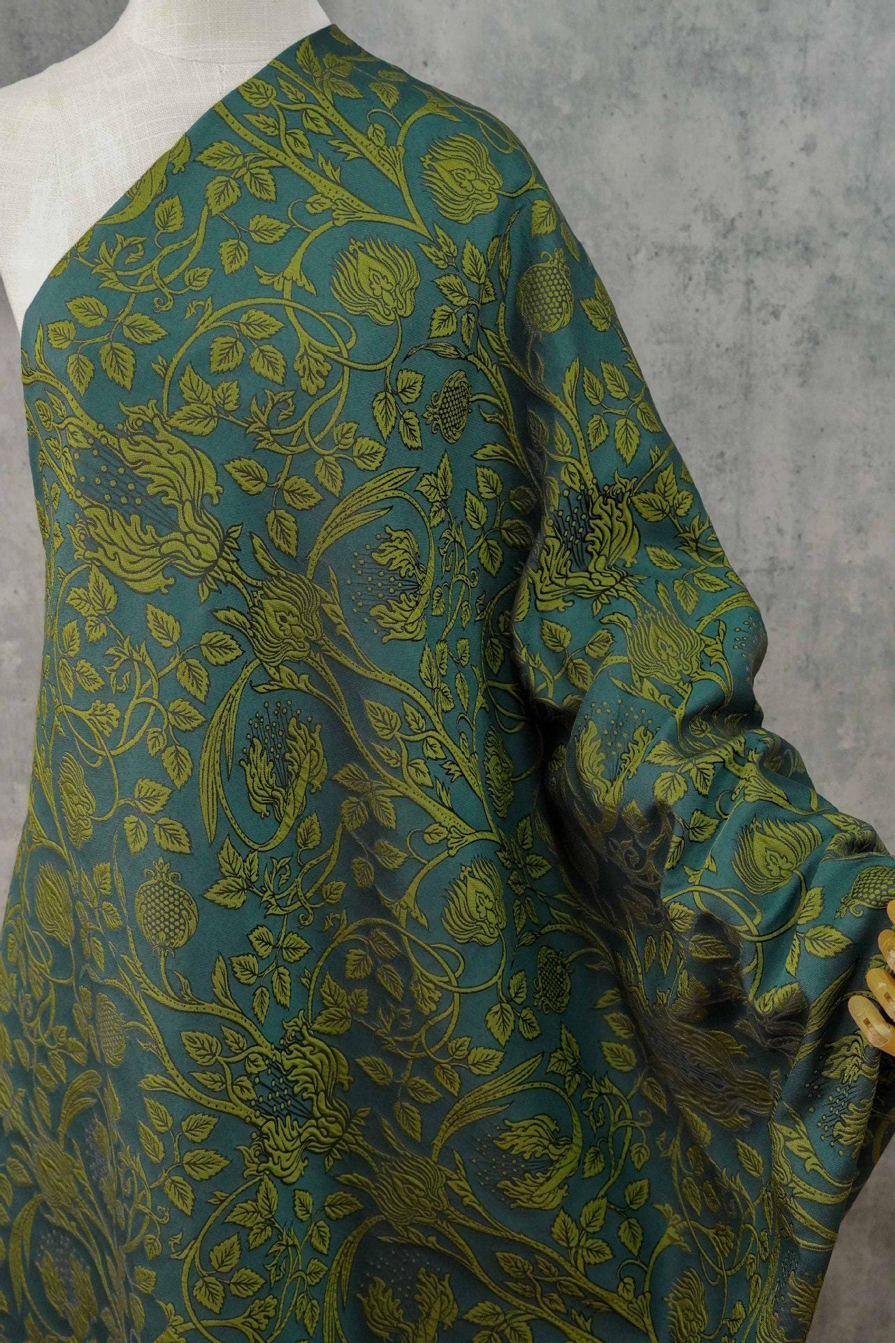 European Baroque Embossed Jacquard Fabric, Vintage Floral Brocade for Dressmaking and Gown, 58"Wide