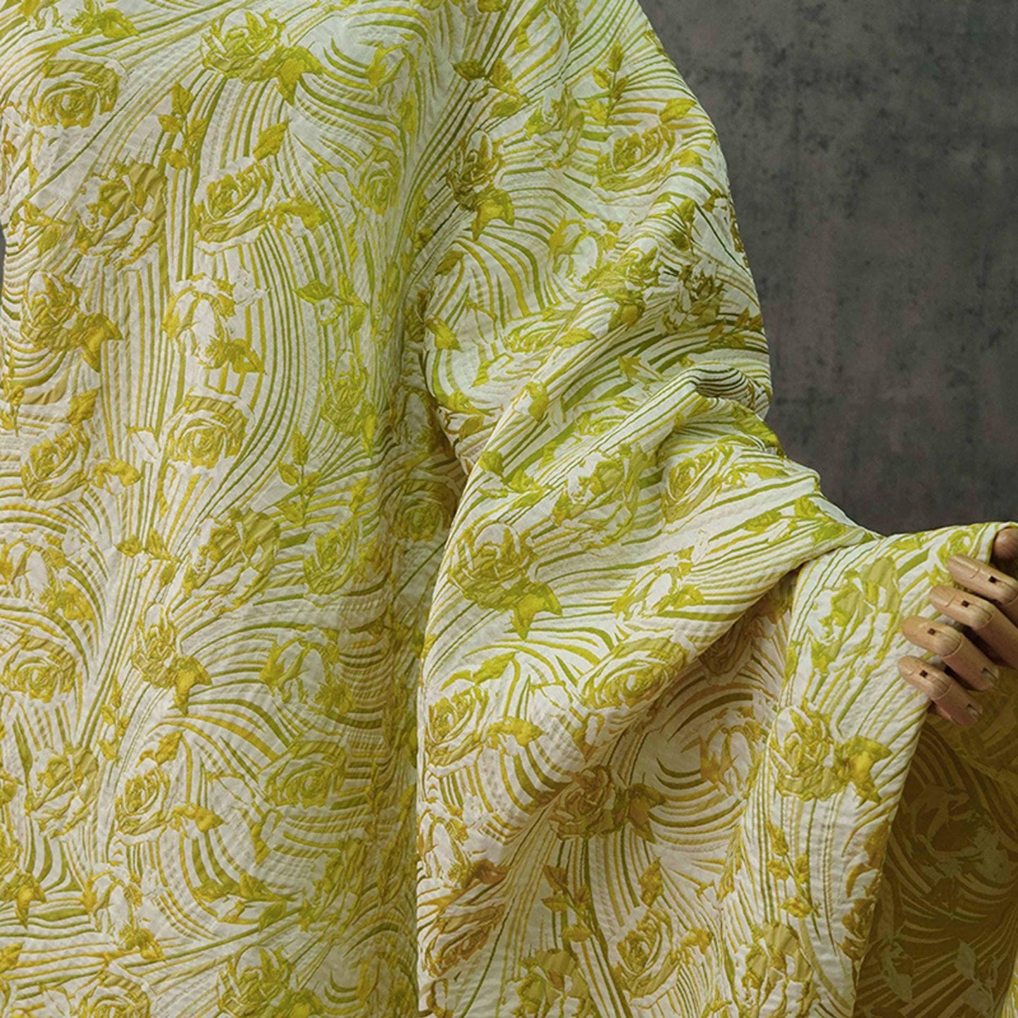 Floral Jacquard Fabric: 55"W Polyester Rayon Upholstery - By The Meter