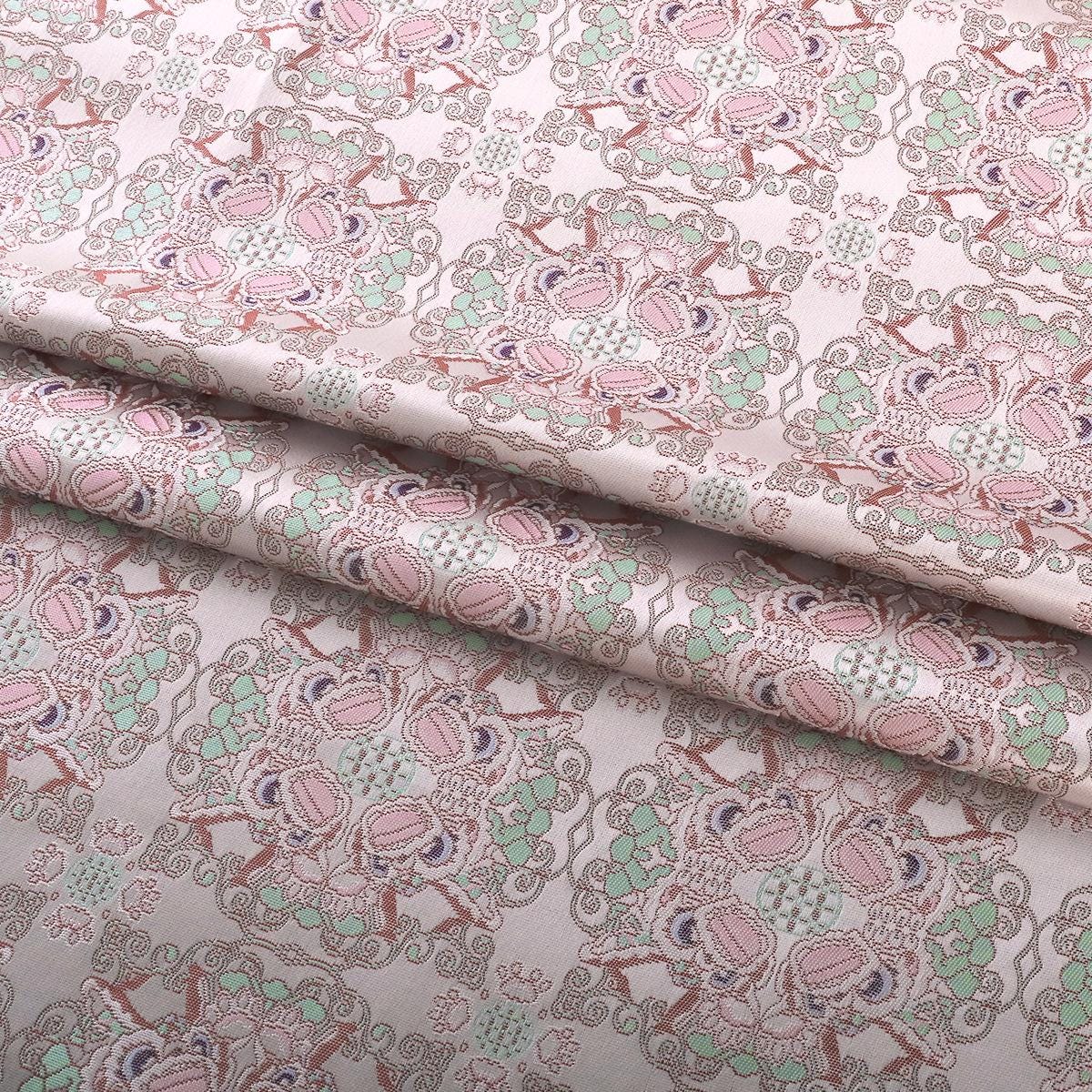 59" Pink Lion Brocade Fabric: Zen Flower, Emperor Tibetan Style
