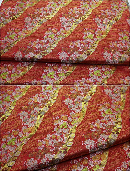 Tissu brocart de soie jacquard à motif floral Nishijin - 29,5 pouces
