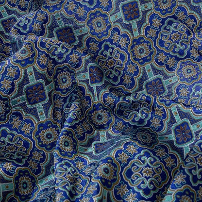 Floral Silk Brocade Fabric: 59"W Blue Chinese Costume Upholstery - Poppylollipop