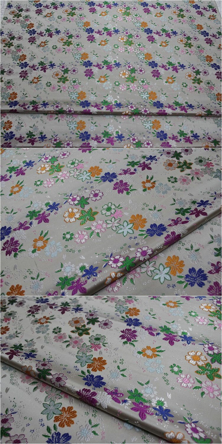 Cherry Blossom Jacquard Brocade Fabric: Japanese Silk Rayon Blend