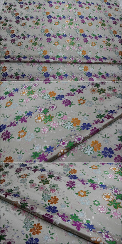 Cherry Blossom Jacquard Brocade Fabric: Japanese Silk Rayon Blend