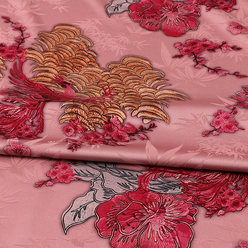 Satin Jacquard Fabric: 59"W Digital Print Shantung Silk - Upholstery, Costume, Drapery