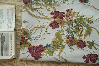 Vine Flower Jacquard Fabric: 3D Oil Painting Texture, 58" Wide