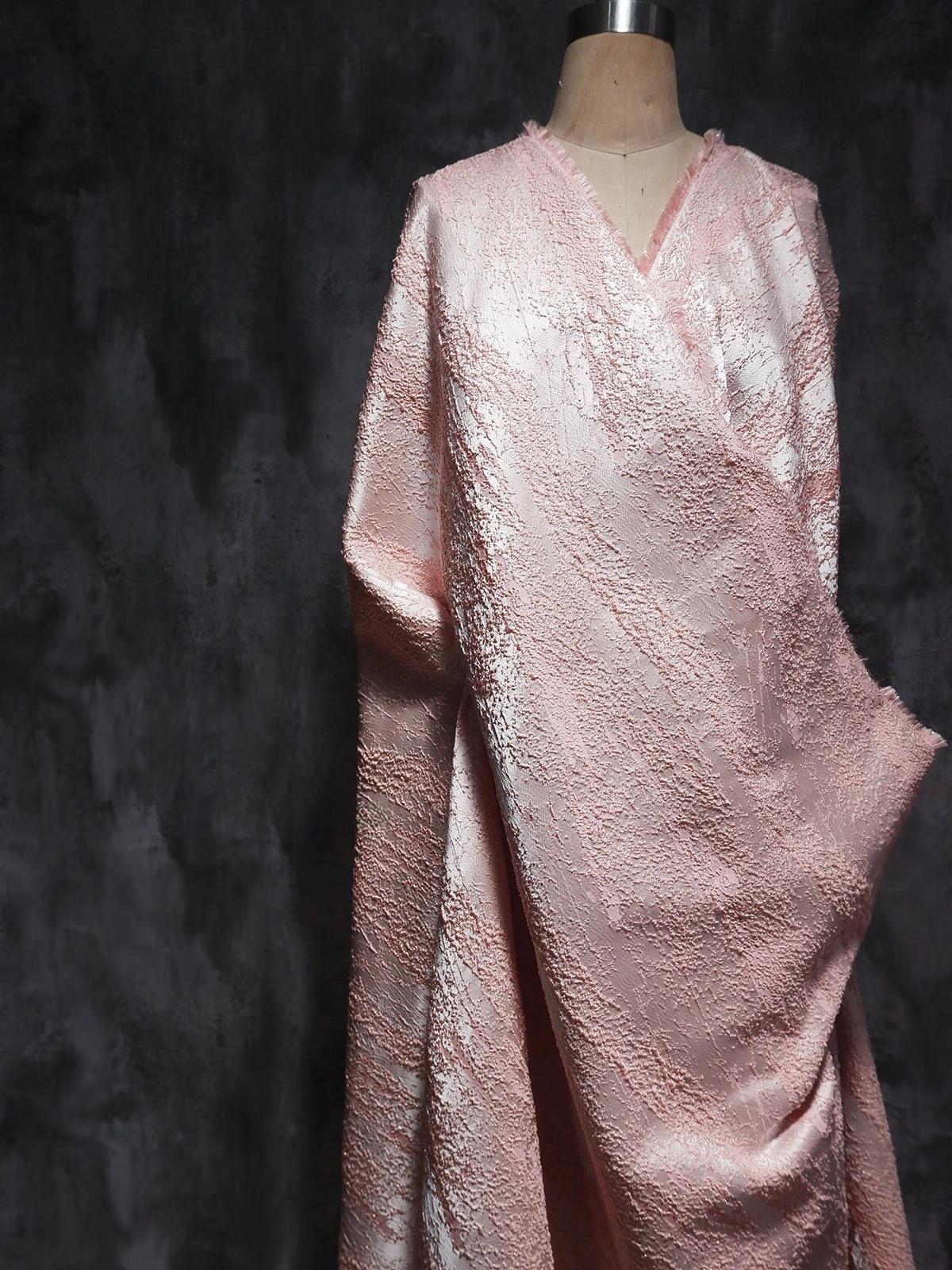 Textured Upholstery Fabric: 3D Grain, Silver Thread, Wrinkled Silk