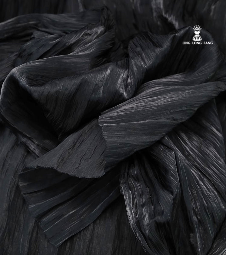 Glitter Organza Fabric: Hand-Ruffled Textured Apparel, 48" Width