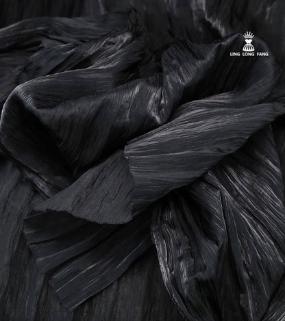 Glitter Organza Fabric: Hand-Ruffled Textured Apparel, 48" Width