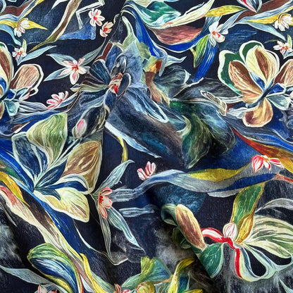 Floral Cotton Fabric: 1960s Style Upholstery, Costume, & Sewing - 59"W