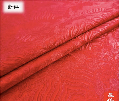 Tissu brocart de soie et rayonne à motif vagues océaniques - 150 cm de large