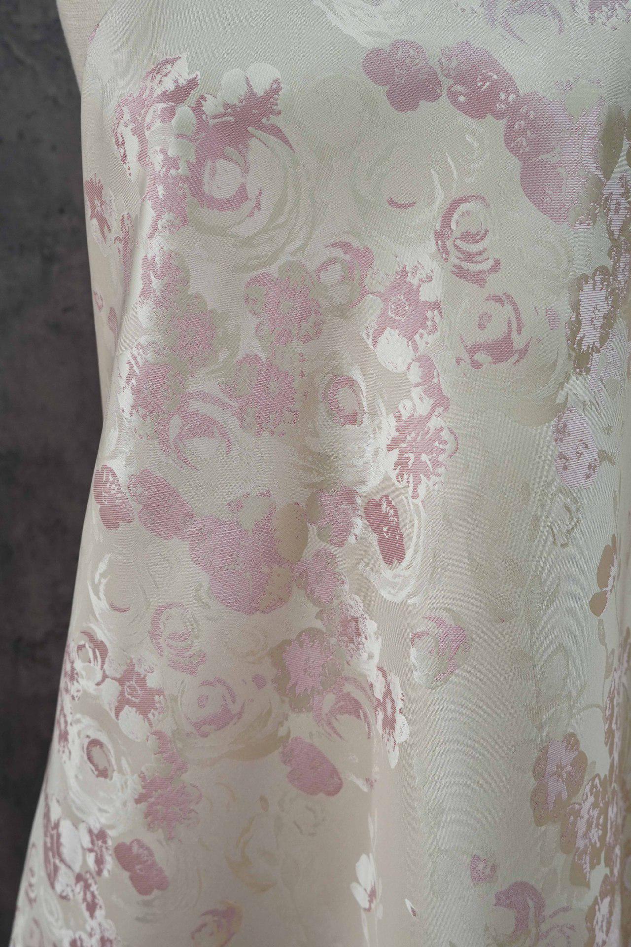 Reversible Rose Jacquard Fabric: Floral Embossed Weave, 65" Wide