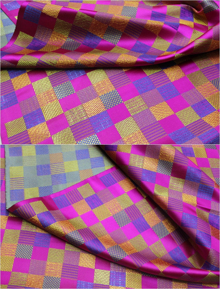 Fuchsia Brocade Fabric: Silk Rayon Jacquard, Cheongsam Qipao Material (35"W)