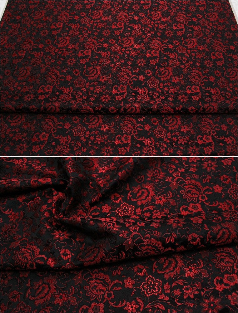 Floral Brocade Fabric: Silk Rayon Blend, Cheongsam Qipao Material (29.5" Wide)