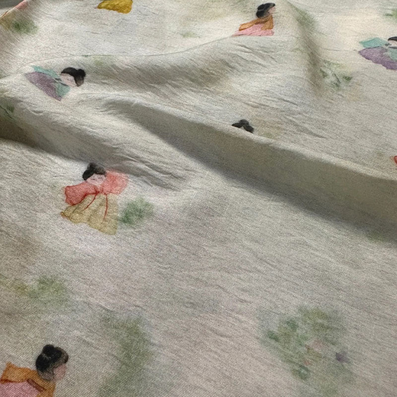 Tencel Ramie Fabric: Lady of the Tang Dynasty Print, 55" Wide