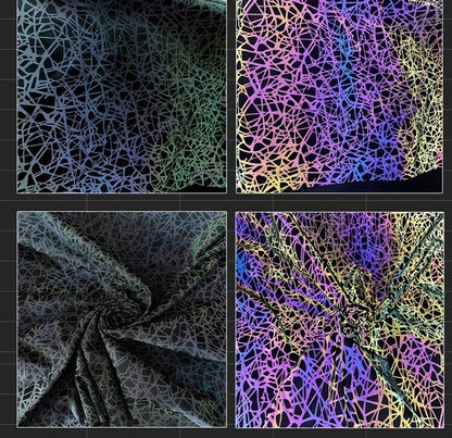 Reflective Checkered Fabric: Laser Color-Changing Polyester, DIY Sewing