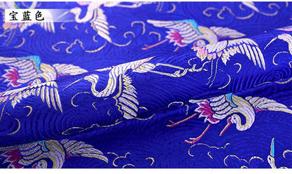 Crane Brocade Fabric: Colorful Silk Rayon Blend, Cheongsam Qipao Material
