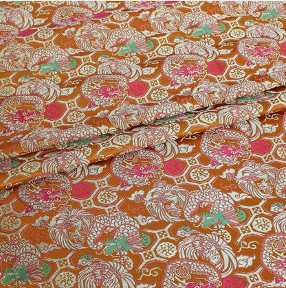 Tissu brocart japonais Nishijin : mélange de soie et de rayonne jacquard à motifs floraux