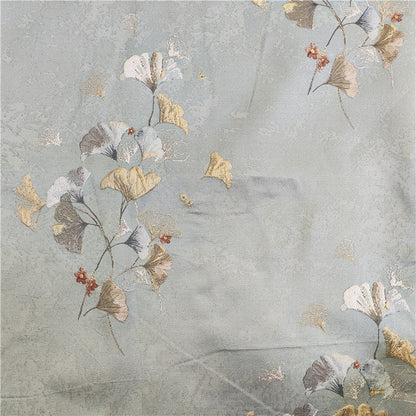 Ginkgo Pattern Jacquard Satin Fabric: Costume, Upholstery, Sewing (55"W)
