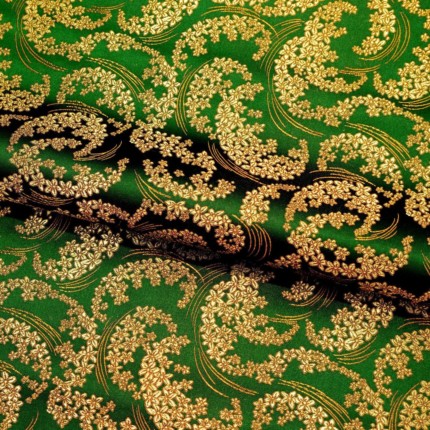 Silk Brocade Fabric: Moon Flower Design, 45" Wide - By The Meter