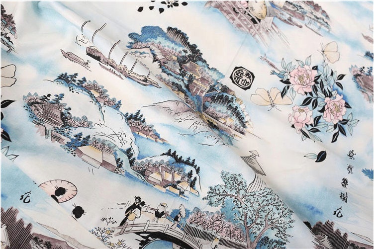 Japanese Cotton Spandex Fabric: Kimono Dress Sewing Material