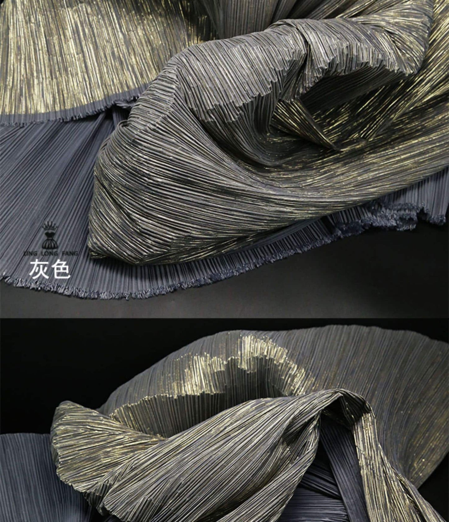 Pleated Crepe Fabric: 59"W Shiny Polyester for DIY Decor & Costume