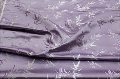 Tissu brocart de soie à motifs bambou et fleurs : largeur 75 cm, matériau de couture coloré