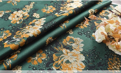 Peony Jacquard Brocade Fabric: Chinese Damask, 59" Wide