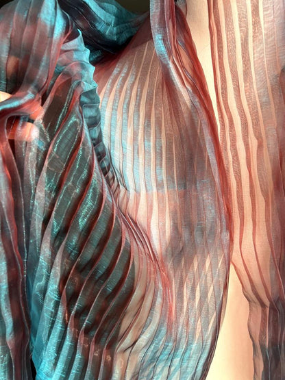Mermaid Reflective Organza Fabric: 57"W Stiff Texture Gown Fabric