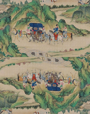 Dream of Red Mansions Satin Fabric: Chinese Novel Print, Sewing & Upholstery