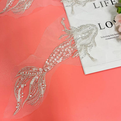 Mermaid Sequined Embroidered Trim: Light Ivory Bridal Veil, DIY Accessories