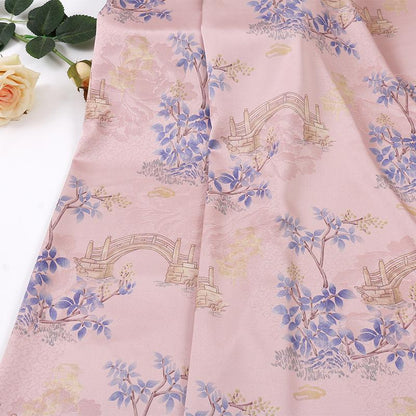 Tissu satin Jade Orchidée : gaze cantonaise en soie de thé gambierée - Rose, bleu, violet, ivoire