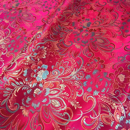 Tissu brocart à fleurs de pivoine : tissu de couture en rayonne pour cheongsam de 45 pouces de large
