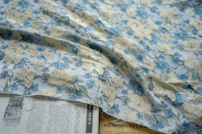 Gold Thread Jacquard Fabric: 3D Oil Painting Texture, Upholstery & Dress Sewing, 55" Wide