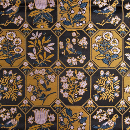Black Floral Brocade Fabric: Chinese Rayon Blend, 58" Wide